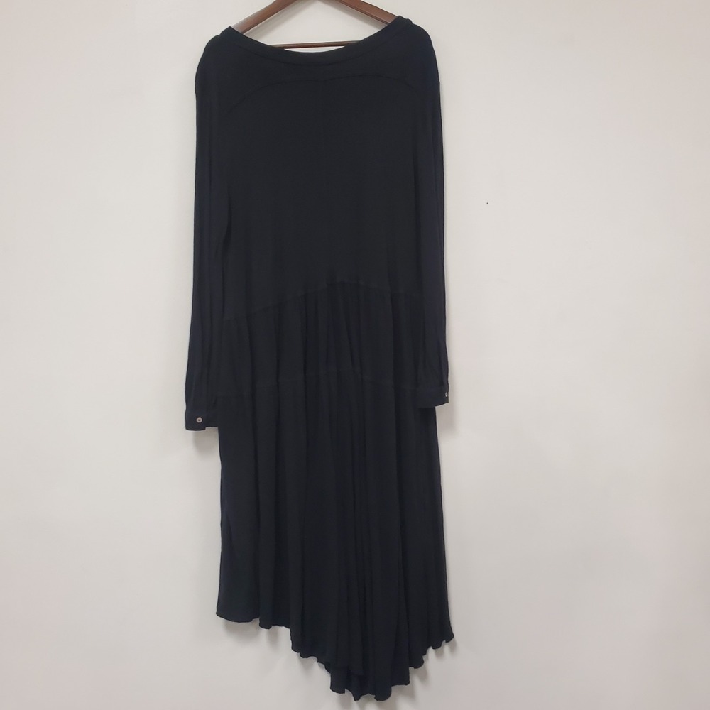 Free People Beach Witchy Midi Dress Size M Black Long Sleeve Boho Lagenlook - Picture 4 of 13